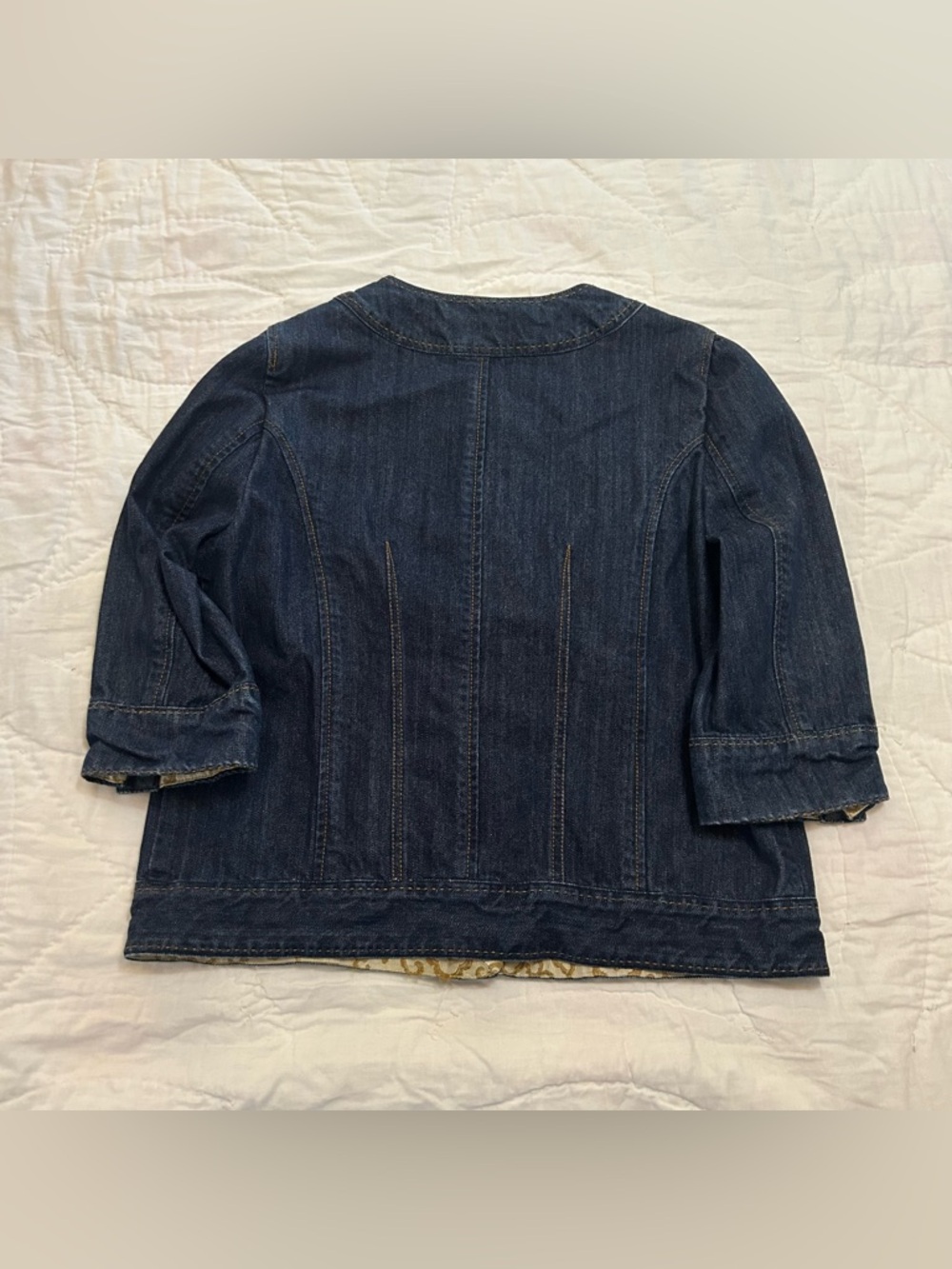Mod Retro Denim Jacket 3/4 Sleeve Womens 14 Interview Outfit Business Casual - Picture 9 of 11